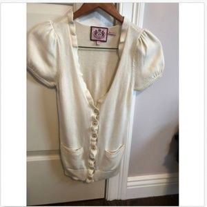 NWOT JUICY COUTURE Cream Deep V-Neck Cardigan SZ P